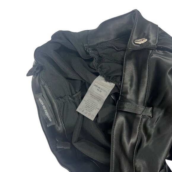 Maniere De Voir Ruched Satin Trousers Pants Size 6 US Black Cinch Skinny - Picture 11 of 15